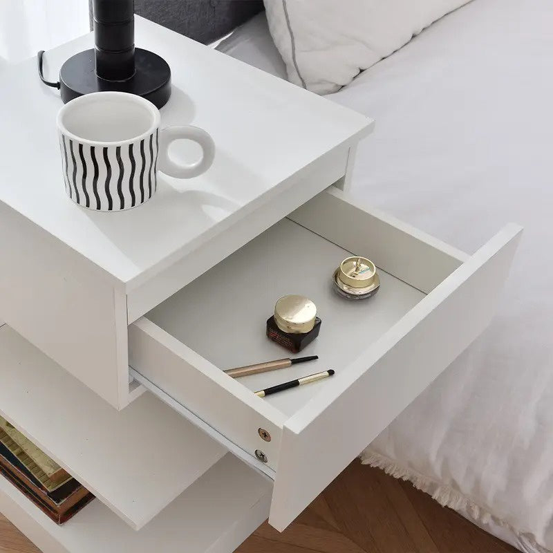 Mesa Auxiliar con Cajón y Estantes Abiertos